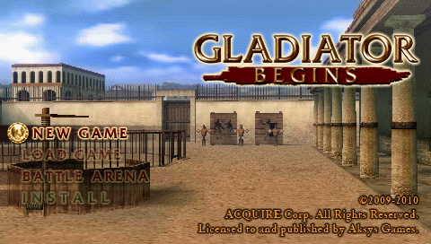 Gladiator Begins title screen for PSP